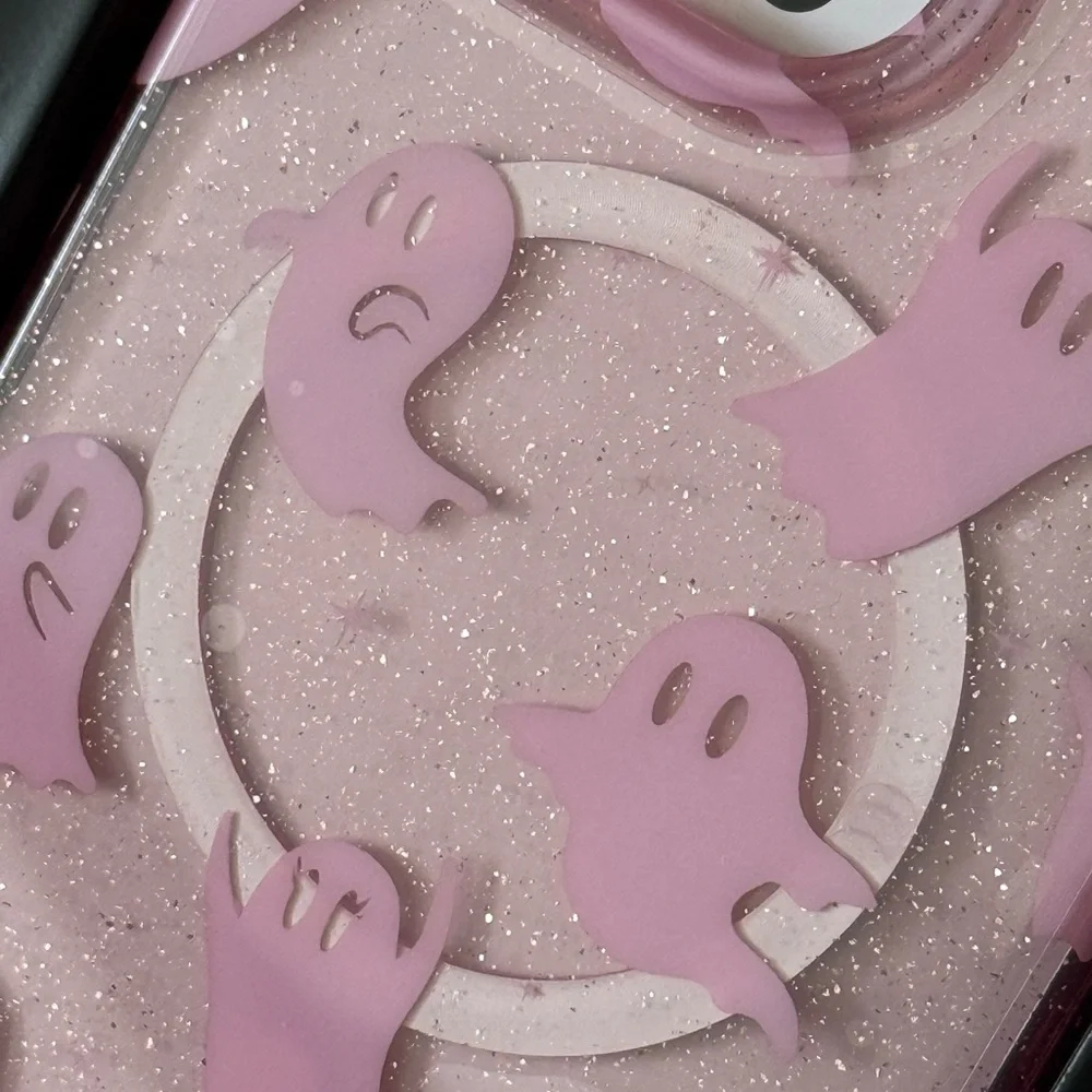 🌷Velvet Caviar Pink Glitter Ghost iPhone 15 Pro Max Phone Case - Picture 3 of 5